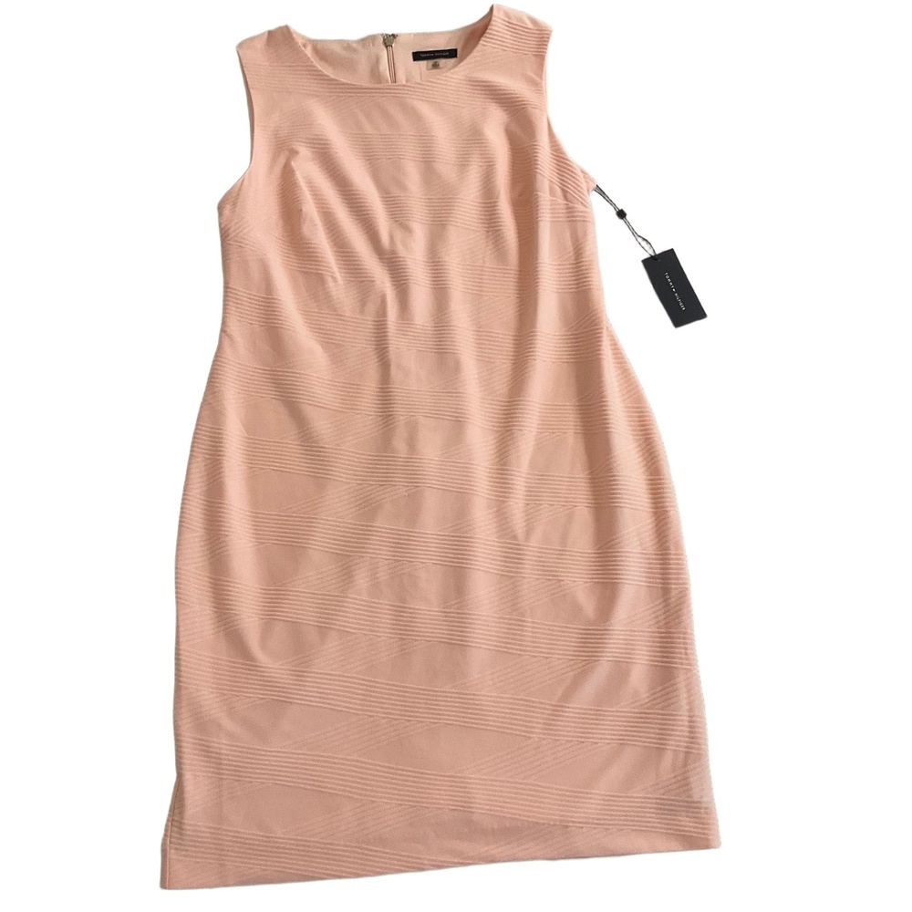 NWT Tommy Hilfiger‎ Peach Textured Ribbed Sleeveless Sheath Dress Size 14